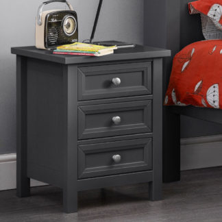 An Image of Maine Anthracite 3 Drawer Wooden Bedside Table