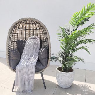 An Image of St Kitts Rattan Single Nest Chair Stone (Grey)