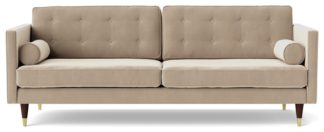 An Image of Swoon Porto Velvet 3 Seater Sofa - Taupe