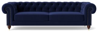 An Image of Swoon Winston Velvet 4 Seater Sofa - Ink Blue