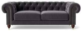 An Image of Swoon Winston Velvet 3 Seater Sofa - Granite Grey