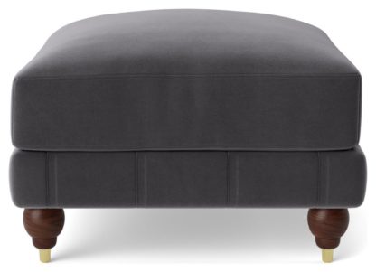 An Image of Swoon Winston Fabric Ottoman Footstool - Indigo Blue