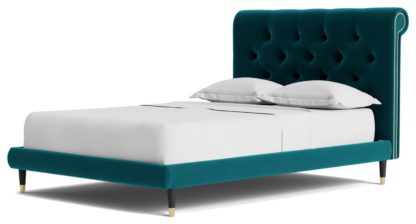 An Image of Swoon Winston Double Velvet Bed Frame - Biscuit