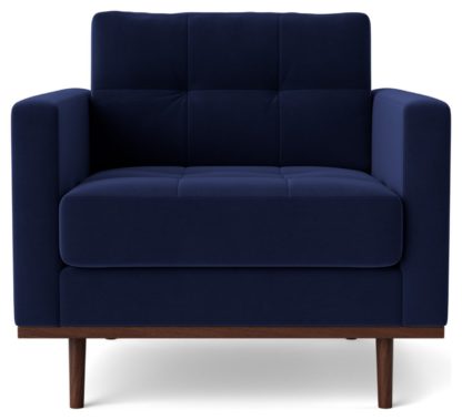 An Image of Swoon Berlin Fabric Armchair - Indigo Blue