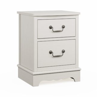 An Image of Ariella 2 Drawer Bedside Table Stone Off-White