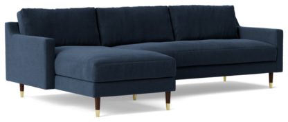 An Image of Swoon Rieti Velvet Right Hand Corner Sofa - Granite Grey