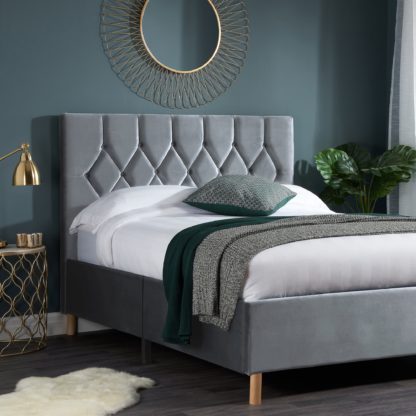 An Image of Loxley Velvet Bed Loxley Blue