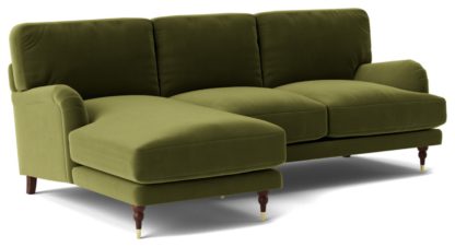 An Image of Swoon Charlbury Velvet Left Hand Corner Sofa - Fern Green