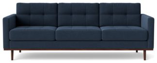 An Image of Swoon Berlin Fabric 3 Seater Sofa - Indigo Blue