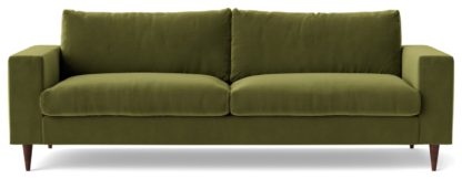 An Image of Swoon Evesham Velvet 3 Seater Sofa - Ink Blue