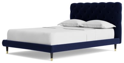 An Image of Swoon Burbage Double Velvet Bed Frame - Biscuit