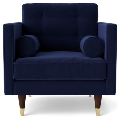 An Image of Swoon Porto Velvet Armchair - Kingfisher Blue