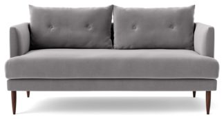 An Image of Swoon Kalmar Velvet 2 Seater Sofa - Silver Grey
