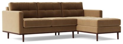 An Image of Swoon Berlin Velvet Right Hand Corner Sofa - Biscuit