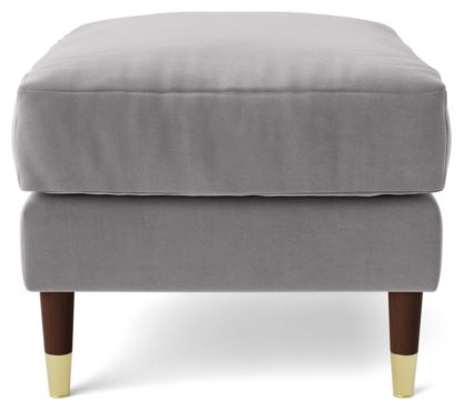 An Image of Swoon Rieti Velvet Ottoman Footstool - Biscuit