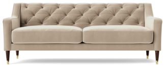 An Image of Swoon Pritchard Velvet 3 Seater Sofa - Taupe