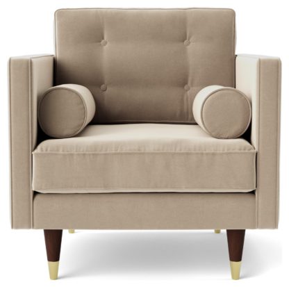 An Image of Swoon Porto Velvet Armchair - Kingfisher Blue