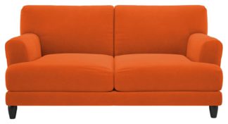 An Image of Habitat Askem 2 Seater Velvet Sofa - Orange
