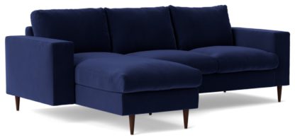 An Image of Swoon Evesham Fabric Left Hand Corner Sofa - Indigo Blue