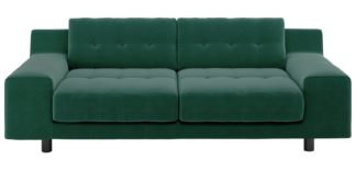 An Image of Habitat Hendricks 3 Seater Velvet Sofa - Emerald Green