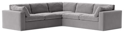 An Image of Swoon Seattle Velvet 5 Seater Corner Sofa - Kingfisher Blue