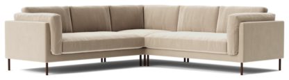 An Image of Swoon Munich Velvet 5 Seater Corner Sofa - Granite Grey