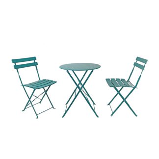 An Image of Millie Metal Bistro Set - Green