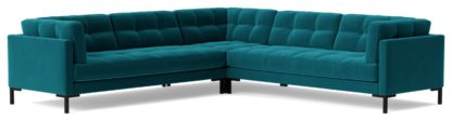 An Image of Swoon Landau Velvet 5 Seater Corner Sofa - Ink Blue