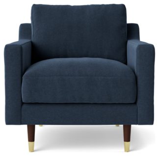An Image of Swoon Rieti Fabric Armchair - Indigo Blue