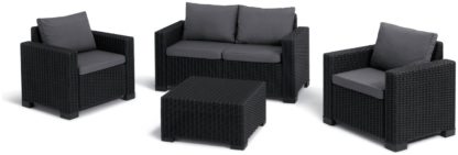 An Image of Keter California 4 Seater Plastic Garden Sofa Set - Grey