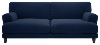 An Image of Habitat Askem 3 Seater Velvet Sofa - Navy