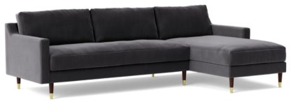 8bf53eff183a83a862ce3698040bd48305833120962882110731a7f39123baca.jpg An Image of Swoon Rieti Velvet Right Hand Corner Sofa - Granite Grey