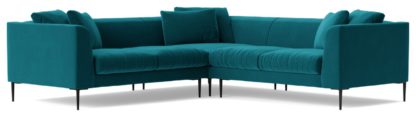 An Image of Swoon Alena Velvet 5 Seater Corner Sofa - Fern Green