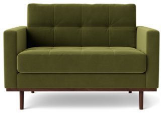 An Image of Swoon Berlin Velvet Cuddle Chair - Fern Green
