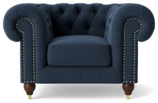 An Image of Swoon Winston Fabric Armchair - Indigo Blue
