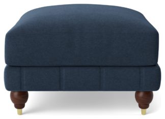 An Image of Swoon Winston Fabric Ottoman Footstool - Indigo Blue