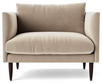 An Image of Swoon Luna Velvet Cuddle Chair - Silver Grey