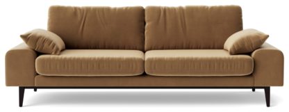 An Image of Swoon Tulum Velvet 3 Seater Sofa - Taupe