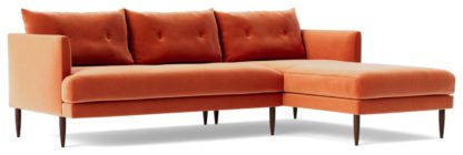 An Image of Swoon Kalmar Velvet Right Hand Corner Sofa - Granite Grey