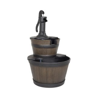 An Image of Stylish Fountain Whiskey Barrels Garden Water Feature