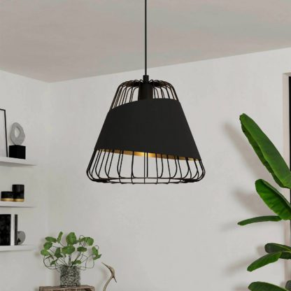 An Image of Eglo Austell Pendant Ceiling Light - Black & Gold