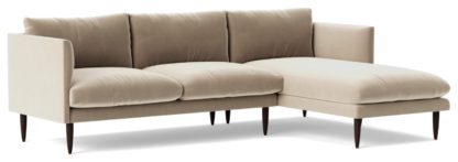 An Image of Swoon Luna Velvet Right Hand Corner Sofa - Silver Grey