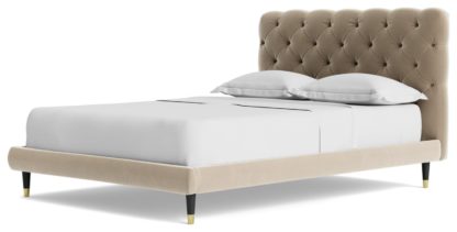 An Image of Swoon Burbage Double Velvet Bed Frame - Biscuit