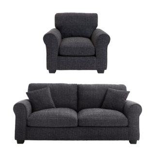 An Image of Habitat Lisbon Fabric Chair & 3 Seater Sofa - Charcoal