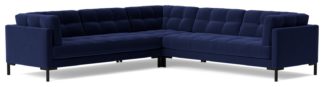 An Image of Swoon Landau Velvet 5 Seater Corner Sofa - Ink Blue