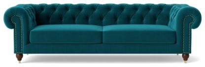 An Image of Swoon Winston Velvet 4 Seater Sofa - Ink Blue