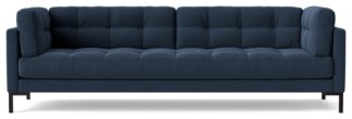 An Image of Swoon Landau Fabric 3 Seater Sofa - Indigo Blue