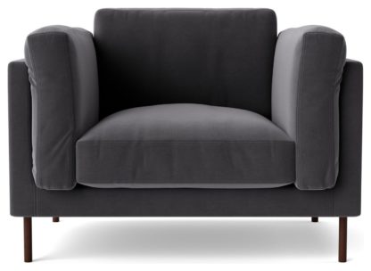 An Image of Swoon Munich Velvet Cuddle Chair - Ink Blue