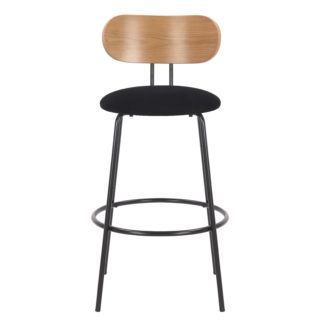 An Image of Stannis Velvet Bar Stool Black