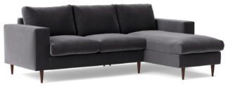 An Image of Swoon Evesham Velvet Right Hand Corner Sofa - Granite Grey